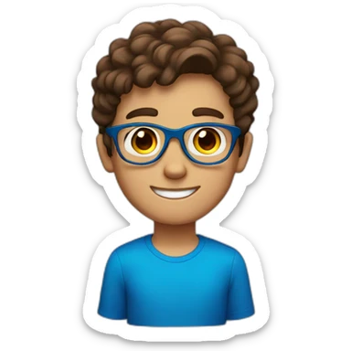 Brown haired boy with blue glasses sticker
