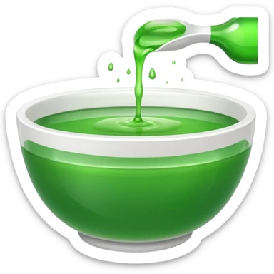 white bowl of green liquid, matte, simple, clear sticker