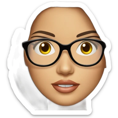 adriana lima, con cabello largo a la cintura y liso, con lentes claros sticker