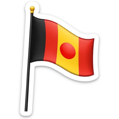a flag with black on the top and red on the bottom with a yellow circle in the middle  sticker