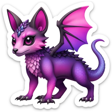 Cool Edgy Black-pink-purple-gradient badass Fionbri-Vernid-Trico-animal-creature full bodyd sticker