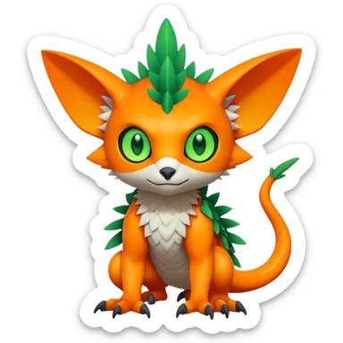 Tropical lush warm-colored modern colorful neon-colored Fakémon-Digimon-Trico-creature sticker