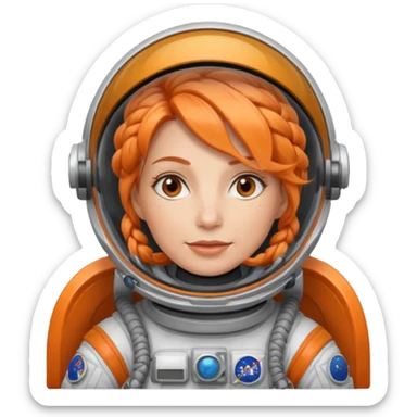 Astronauts, Middle-age, female, orange braided hair sticker