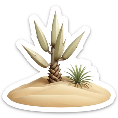 generate realistic detailed yucca in 3d style with sand  sticker