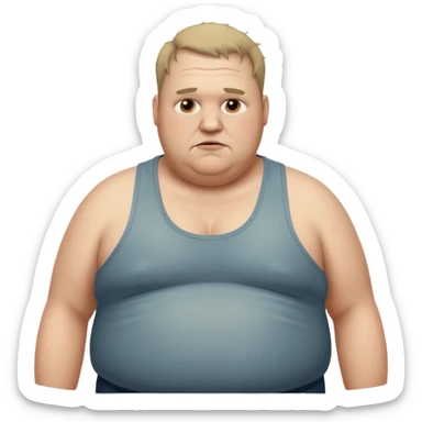 very  obese middle aged white man in wifebeater with  dirty appearance. His hair is very greasy and balding sticker