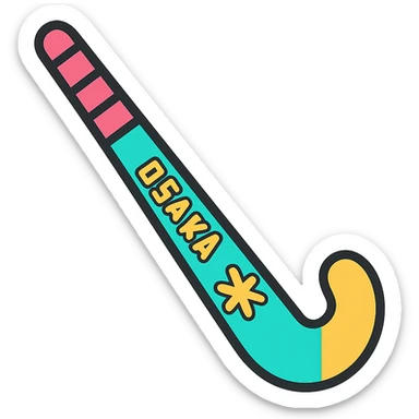 Osaka hockey stick, close-up of the handle with logo sticker