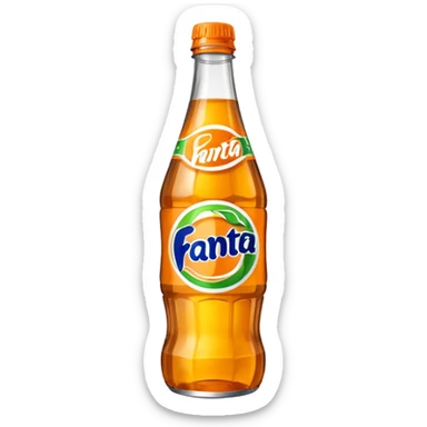 Una botella de cristal con el logo de Fanta con Fanta de limón dentro de color amarillo sticker