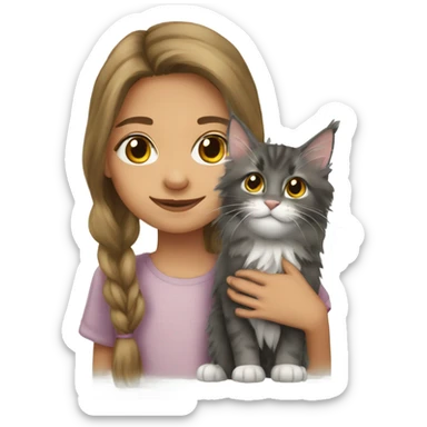 Granddaughter with Maine coon sticker