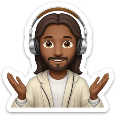 African American Jesus Christ giving someone a pair of headphones sticker