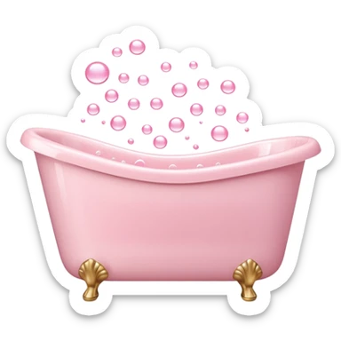 light pink bathtub filled with light pink water and bubbles sticker