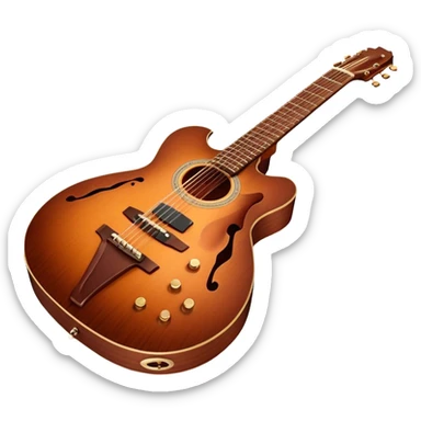 Cinematic Realistic Guitar, smooth mahogany body with deep wood grain, metal strings catching soft reflections, intricate tuning pegs gleaming subtly, warm light accentuating the contours, glowing with the warmth of music and craftsmanship. sticker