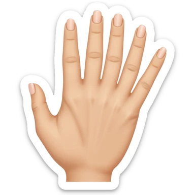 the ring finger, index finger, and middle finger facing up while the thumb and pinky finger are facing inwards towards the hand sticker