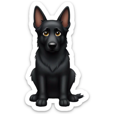 Black German Shepard with one pointy ear and one bent ear sticker