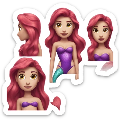 The little mermaid Ariel. Purple bikini top. Blue eyes sticker