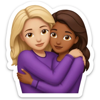 Morenita y blanquita abrazando  sticker