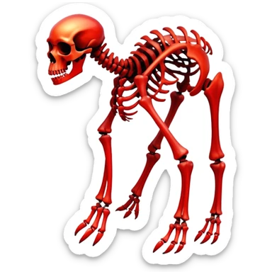 A black and red gradient epic shiny cool edgy skeletal bone animal, full body sticker