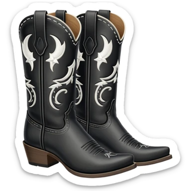 black cowboy boot with white detail sticker