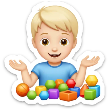 Happy kid playing with toys sticker