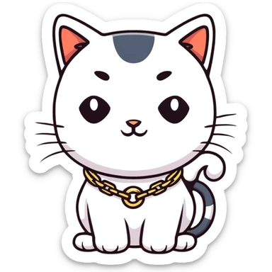 baddie cat with gold chain sticker