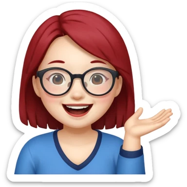 Laughing Mei mei wearing glasses from turning red sticker