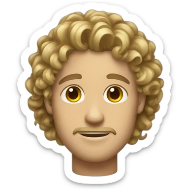 Man with curly brown hair and blond ends sticker