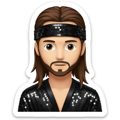 Tom Kaulitz with long brown hair, black sequin outfit  sticker