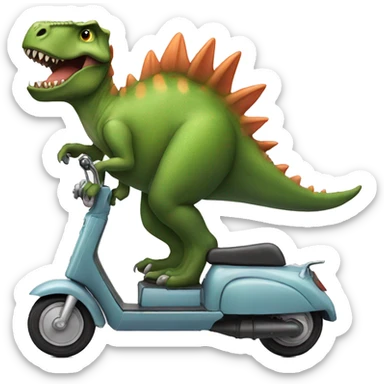 Dinosaur riding a scooter sticker