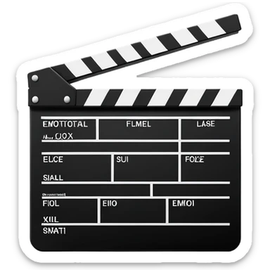 extremely minimalist film clapperboard, ultra simplified movie slate with just essential elements, black and white sticker