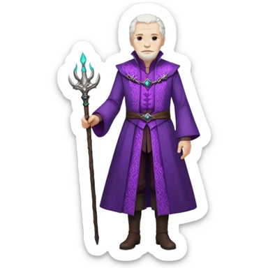 a white haired old man with purple eyes standing, full body, in Targaryen themed clothes sticker