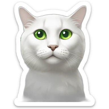 Chat poil long noir et blanc yeux vert sticker