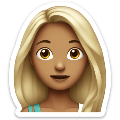 girl with long hair red cherry sticker