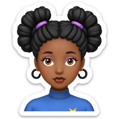 Black woman with Space buns sticker