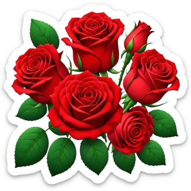 Realistic 12 blood red roses, full bouquet,  dew drops, high definition sticker