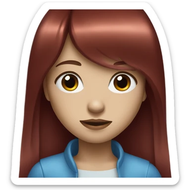 Dark red long hair fringe girl with blue eyes sticker