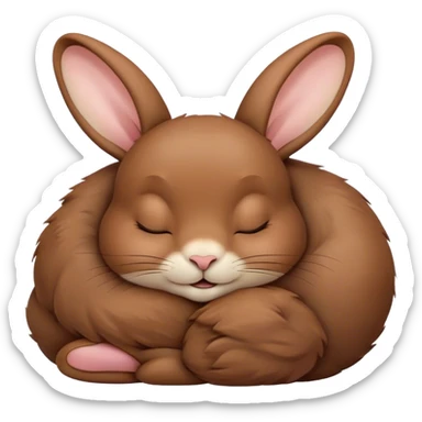 Meme-Worthy Cute Sleeping Brown Rabbit Portrait Emoji, Head resting peacefully with a contented smile, showcasing a delightfully sturdy build and a luxuriously soft brown fur, eyes shut in a serene nap, Simplified yet hilariously adorable features, highly detailed, glowing with a soft, drowsy light, high shine, relaxed and utterly lovable, stylized with an air of playful laziness, bright and heartwarming, soft glowing outline, capturing the essence of a comically sleepy bunny, so meme-worthy it feels like it could instantly become the next viral sensation of adorable slumber! sticker