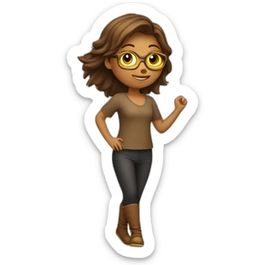 Fille qui dance avec une queue de cheval marron et des lunette doré sticker