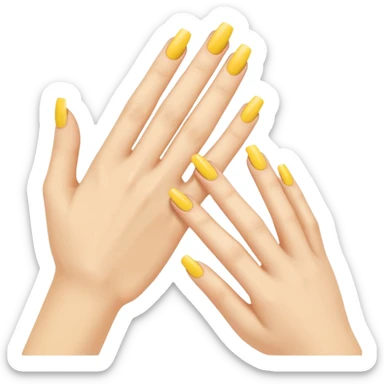 Generate a high-quality illustration of a generic hand with yellow nail polish being applied, flat vector or simple cartoon style, no recognizable person, no facial features, no brand markings, simple white background, high-resolution.
 sticker