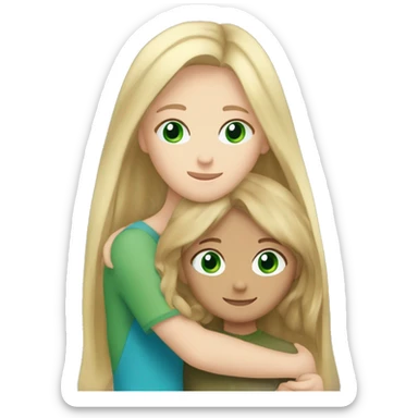 Blonde hair blue eyed girl hugging brown hair green eyed girl  sticker