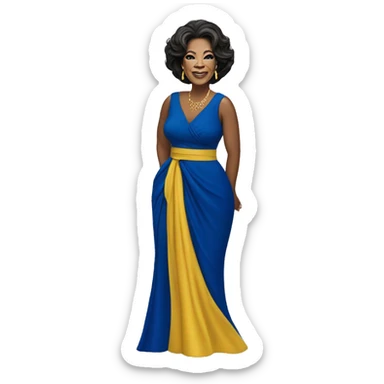 Oprah Winfrey yellow gold and royal blue dress sticker