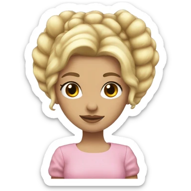 Blonde hair girl with beehive hair and crown in pink puff sleeve dress sticker