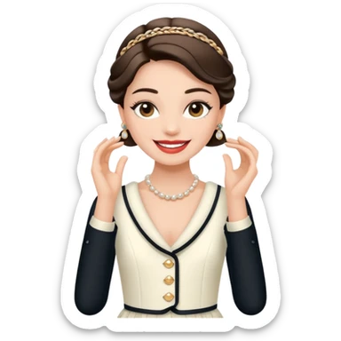 ma petite sœur, qui prend un vêtement pour adultes chez Chanel et la sticker