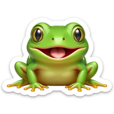 Cinematic Cute Yawning Green Tree Frog Portrait Emoji, Head tilted slightly with a dramatic, wide-open yawn, showcasing a compact, vivid green body with gently drooping eyelids and half-closed, drowsy eyes, Simplified yet irresistibly adorable features, highly detailed, glowing with a soft, cozy jungle glow, high shine, relaxed yet expressive, stylized with a dash of whimsical amphibian charm, soft glowing outline, capturing the essence of a drowsy yet affectionate green tree frog that appears ready to stretch out for a nap! sticker