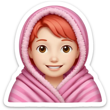 happy smile red cheeks in pink blanket sticker
