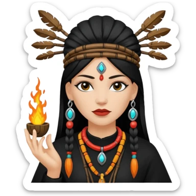 white shaman woman black clothes black accesories  sticker