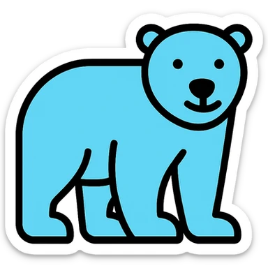 polar bear, lineal color icon with black outlines, simple and modern sticker