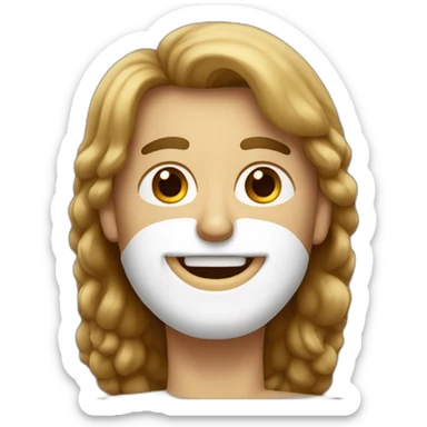 Hombre con el pelo canoso y barba blanca besa a una mujer con el pelo castaño oscuro sticker
