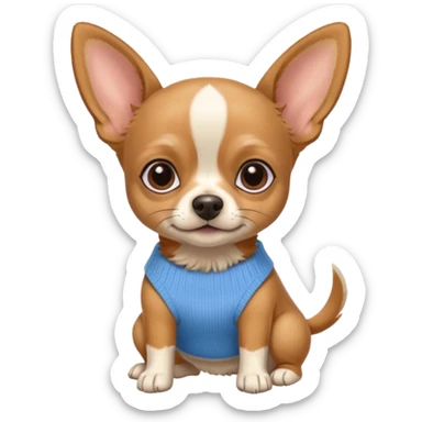 Cagnolini piccoli chiuaua, bassotto e Yorkshire seduti con vestitini di maglia di diverso colore sticker