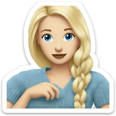 beautiful finnish blond hair woman with blue eyes knitting floral  sticker