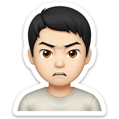 Engry blackhair asian boy sticker