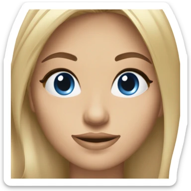 Une femme avec les cheveux long lisse et blond, elle a les yeux bleus et a du mascara sticker